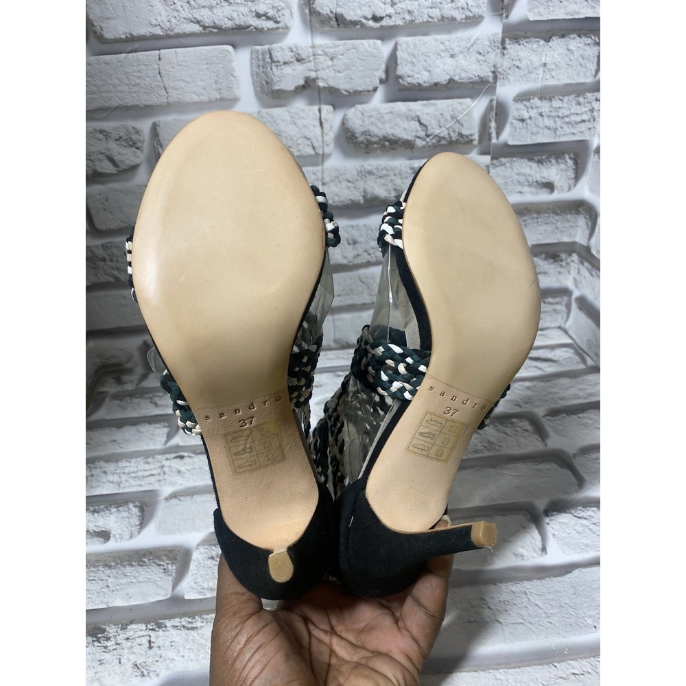 SANDRO‎ Agate Suede Heeled Sandals In Vert Women's Size 8 - Picture 8 of 9